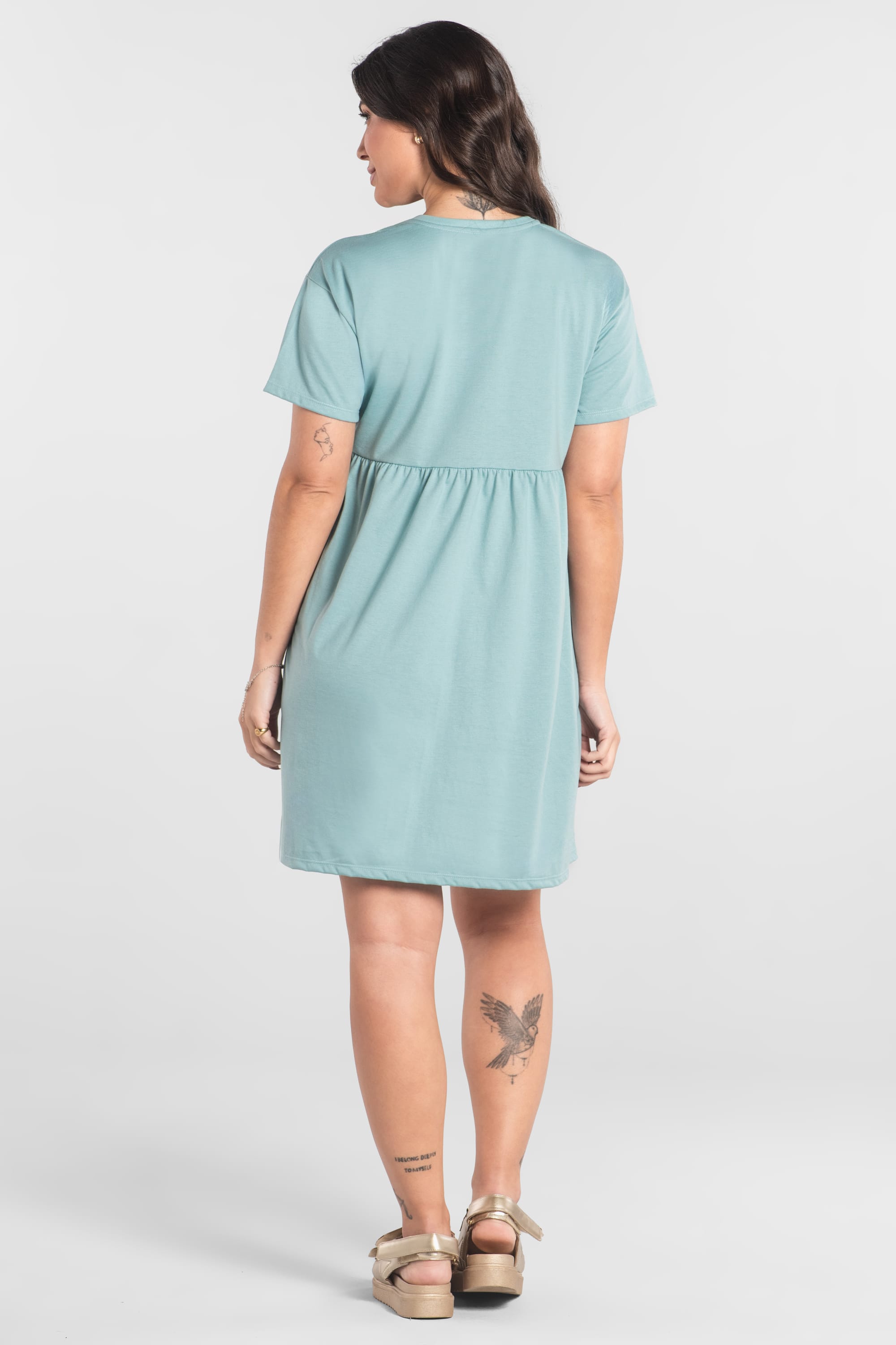 Vestido Feminino de Manga Curta em algodão (Azul) Just Basic - Imagem 8